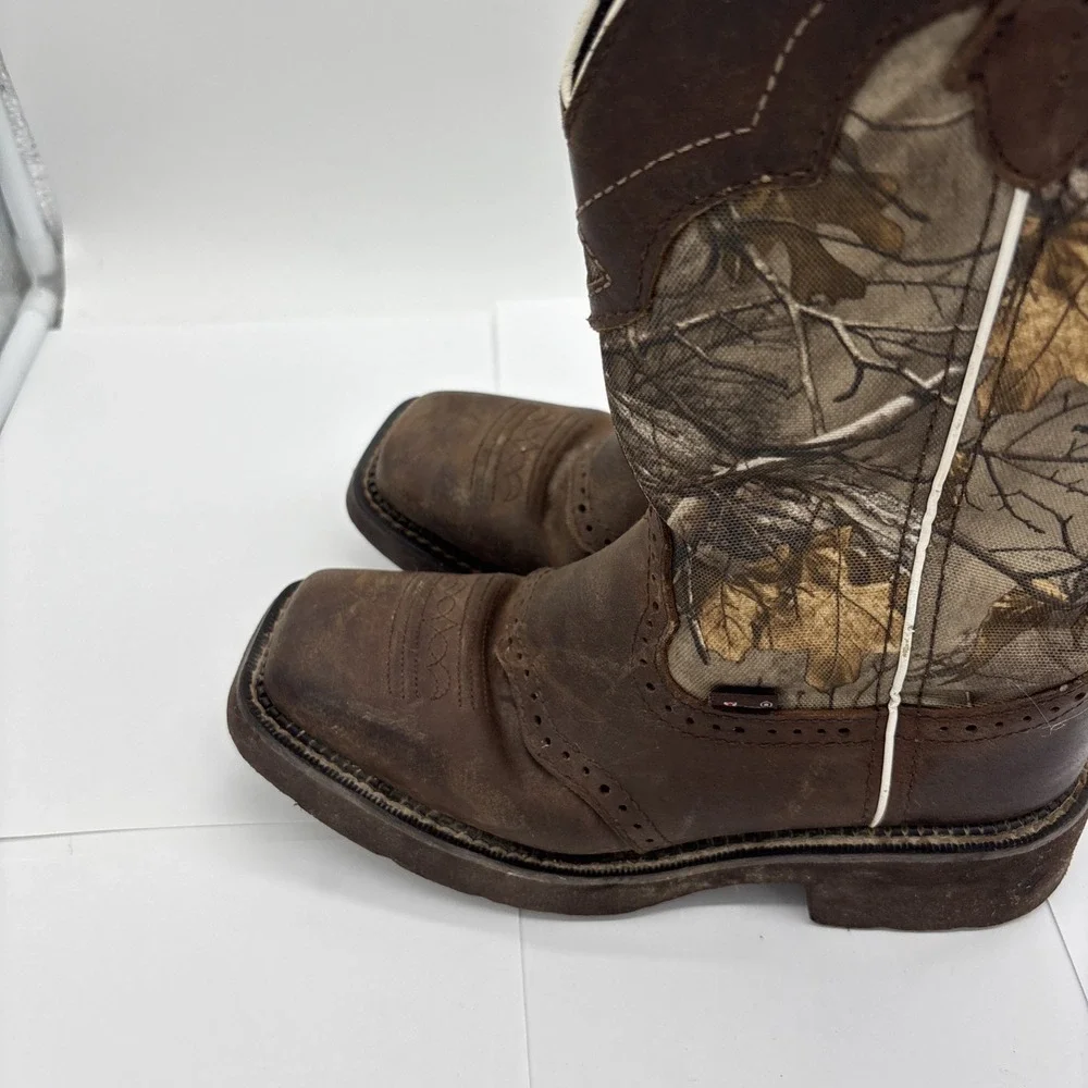 Justin Gypsy Brown  Camo Leather Women's Cowgirl Boots Size 6.5 B